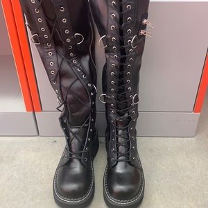 Demonia black vegan leather boots size 9